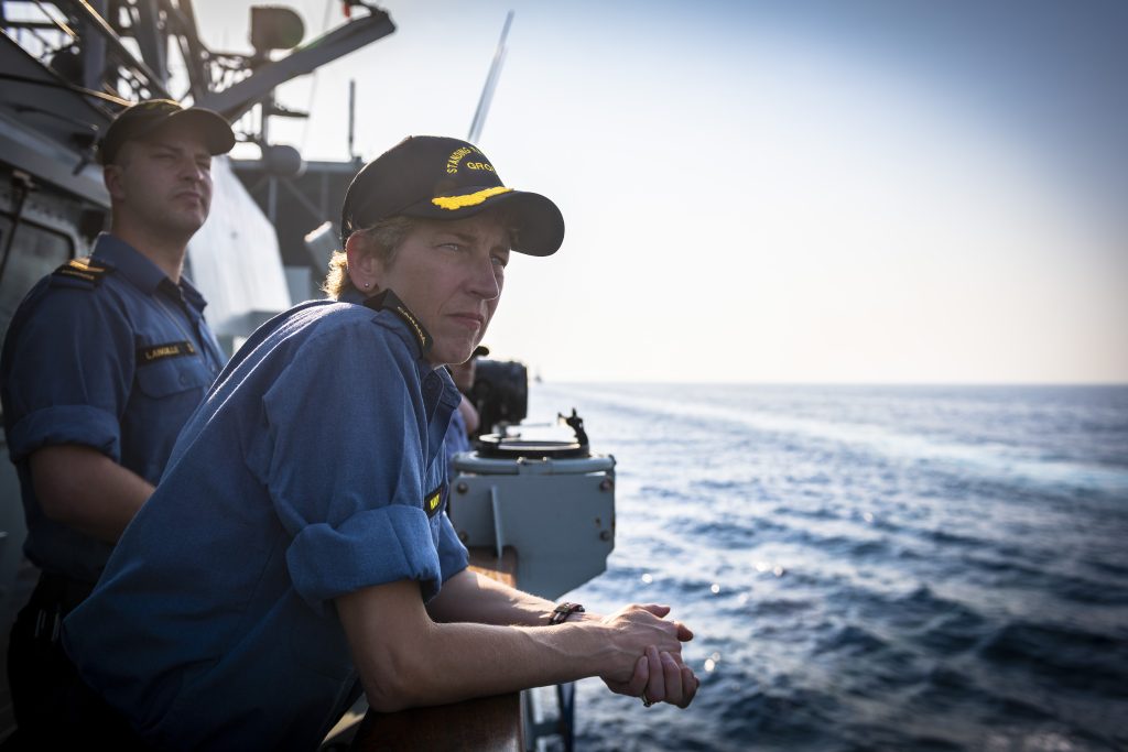 Josée Kurtz observes allied ships during a sail