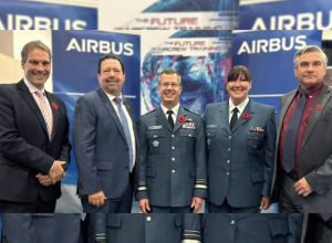 RCAF, SkyAlyne and Airbus reps standing for a portrait
